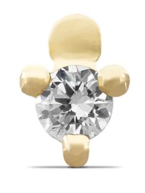 14K Solid Gold Diamond Flat Back Stud Internally Threaded 19G 6mm Post